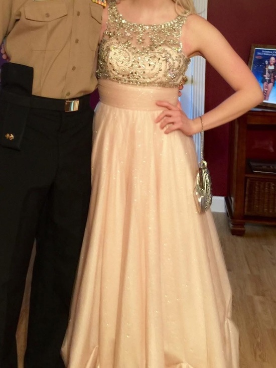 Blush Pink Beaded Prom Dress Size 4 Sparkly Tulle Princess Formal Gown Sudio 17 - Picture 6 of 6